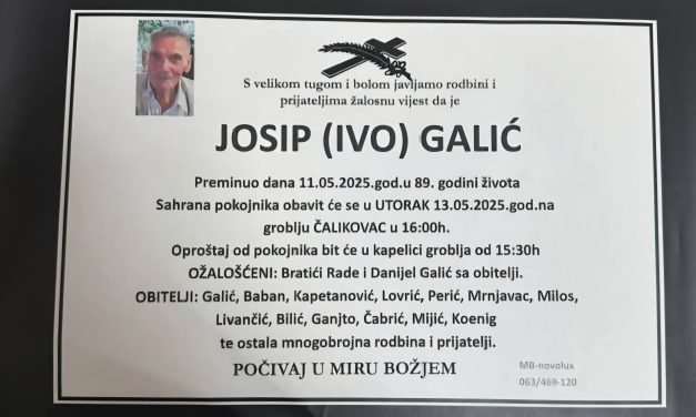 Preminuo je Josip Galić