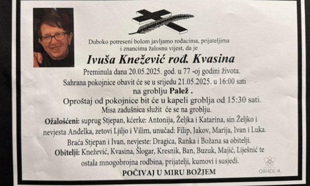 Preminula je Ivuša Knežević, rođ. Kvasina