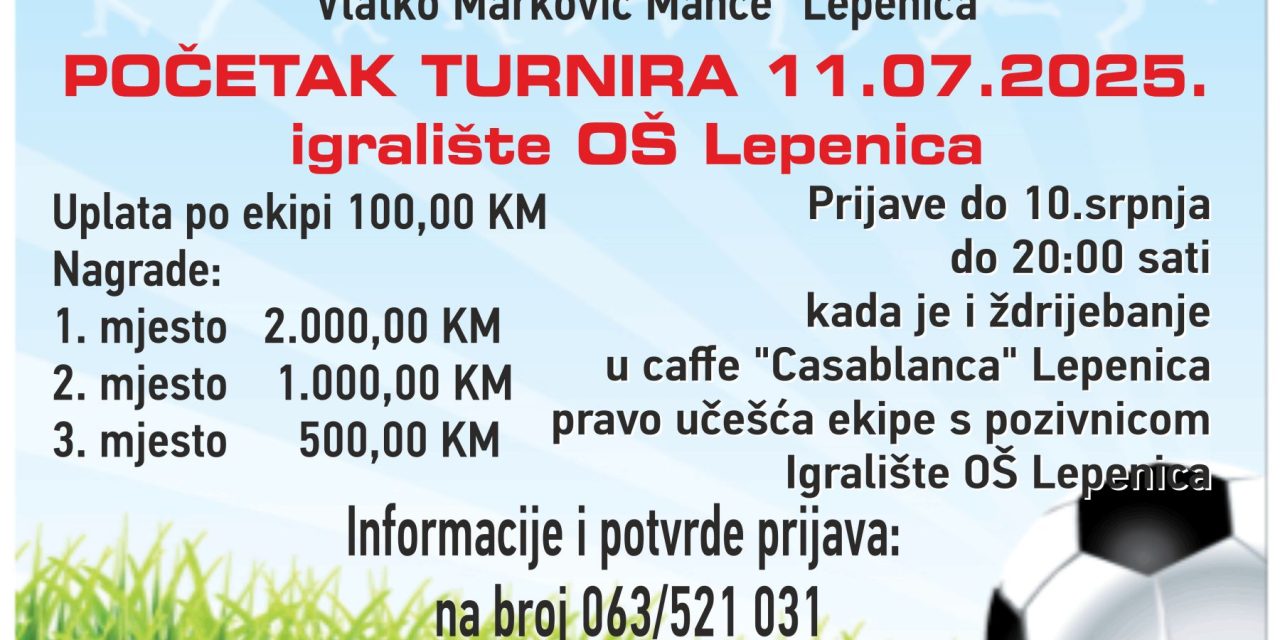 Lepenica u znaku malog nogometa: Uskoro počinje 48. tradicionalni i 32. memorijalni noćni turnir “Vlatko Marković Mance”