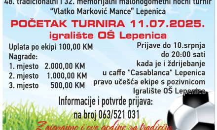 Lepenica u znaku malog nogometa: Uskoro počinje 48. tradicionalni i 32. memorijalni noćni turnir “Vlatko Marković Mance”