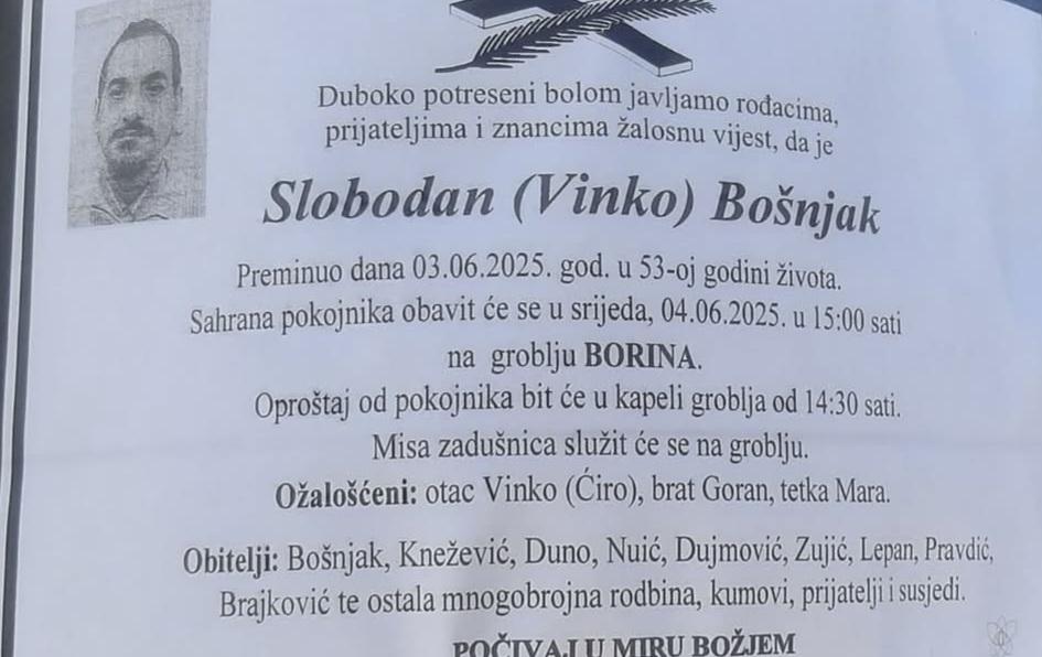 Preminuo je Slobodan Bošnjak