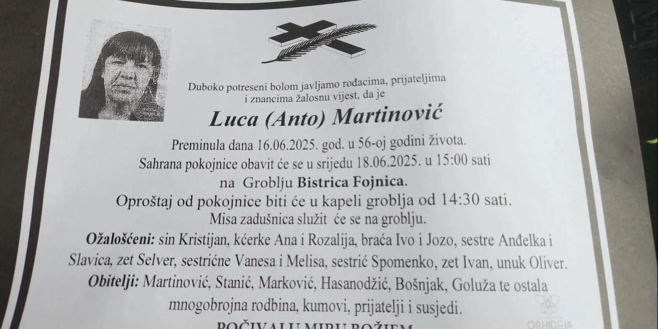 Preminula je Luca (Anto) Martinović