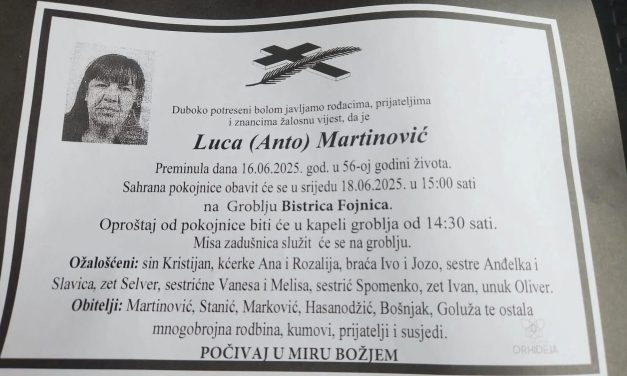 Preminula je Luca (Anto) Martinović