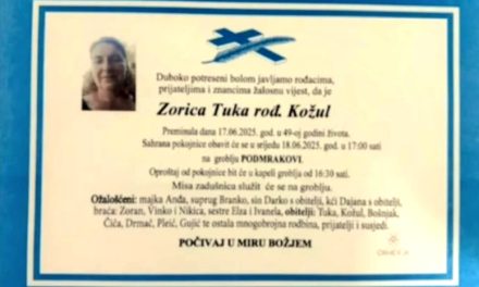 Preminula je Zorica Tuka, rođ. Kožul