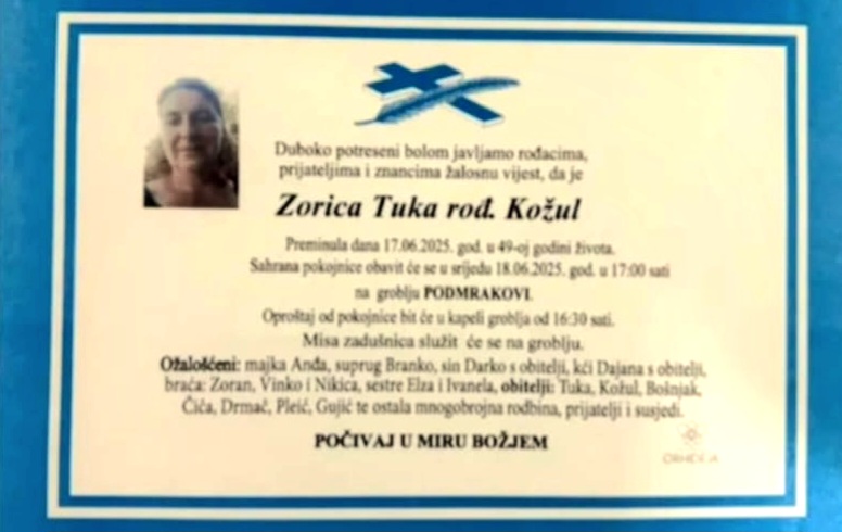 Preminula je Zorica Tuka, rođ. Kožul
