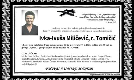 Preminula je Ivka – Ivuša Miličević, rođ. Tomičić