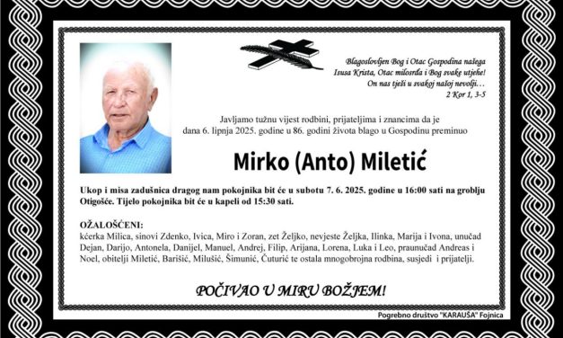 Preminuo je Mirko Miletić