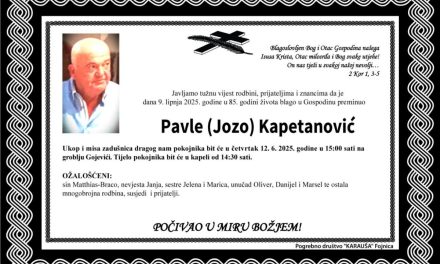 Preminuo je Pavle Kapetanović