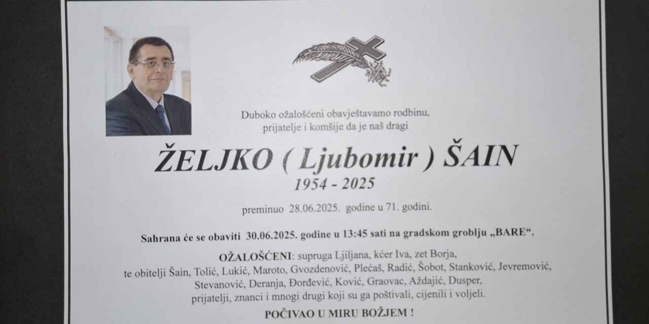 Preminuo je prof. dr. Željko Šain
