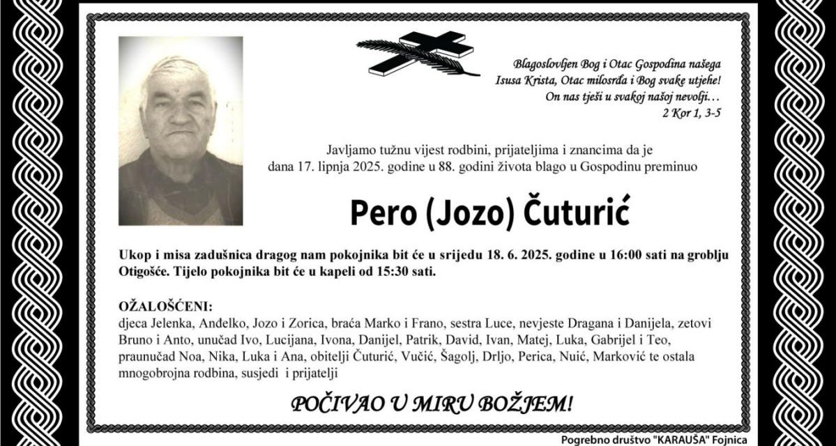 Preminuo je Pero Čuturić