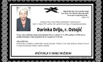 Preminula je Darinka Drljo, rođ. Ostojić
