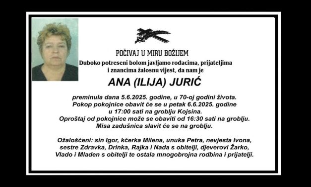 Preminula je Ana Jurić