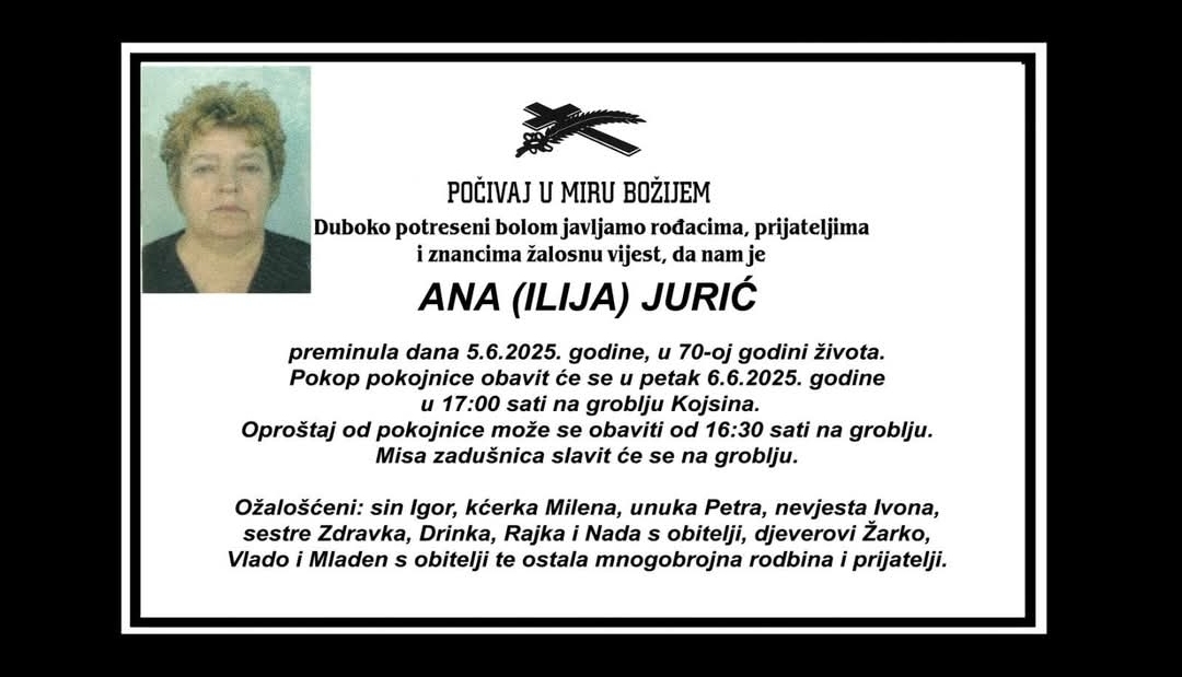 Preminula je Ana Jurić