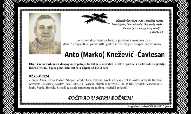 Preminuo je Anto Knežević – Ćavlesan