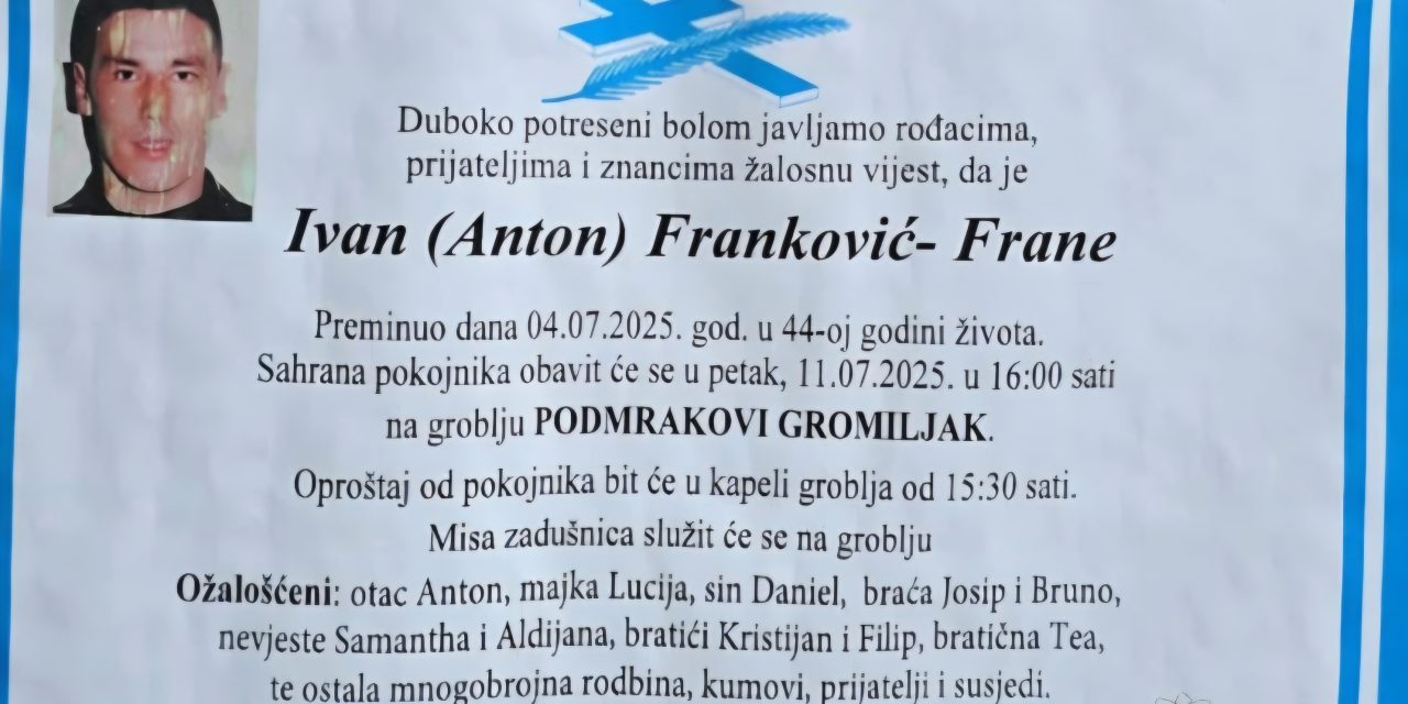 Preminuo je Ivan Franković – Frane