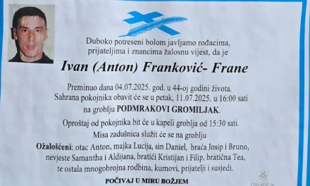 Preminuo je Ivan Franković – Frane