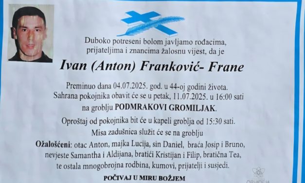 Preminuo je Ivan Franković – Frane