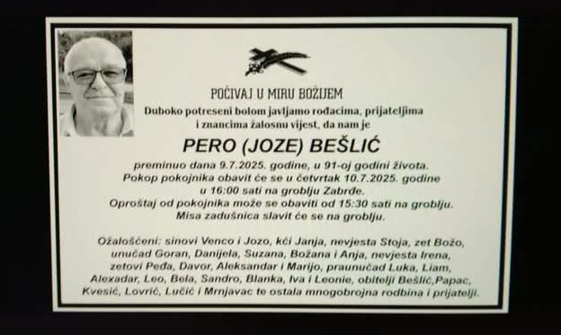 Preminuo je Pero Bešlić