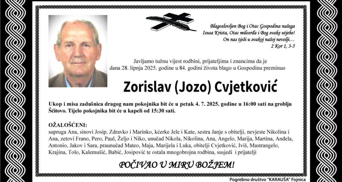 Preminuo je Zorislav Cvjetković