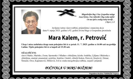 Preminula je Mara Kalem, rođ. Petrović