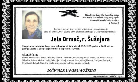 Preminula je Jela Drmač, rođ. Šušnjara