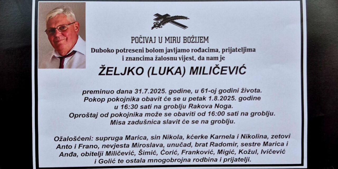 Preminuo je Željko Miličević
