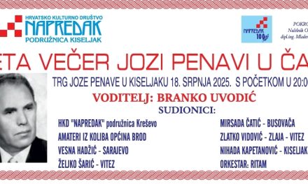 Najava: Večer “Jozi Penavi u čast” na Trgu Joze Penave u Kiseljaku