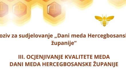 POZIV: Dana meda HBŽ-ocjenjivanje kvalitete meda