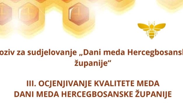 POZIV: Dana meda HBŽ-ocjenjivanje kvalitete meda