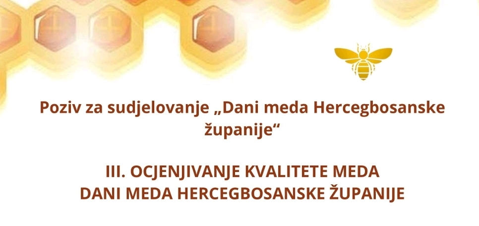 POZIV: Dana meda HBŽ-ocjenjivanje kvalitete meda