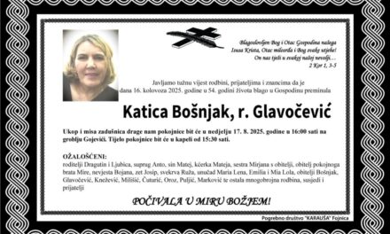 Preminula je Katica Bošnjak,rođ. Glavočević