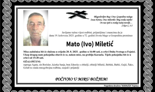 Preminuo je Mato Miletić