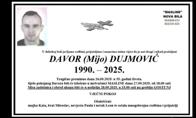 Danas posljednji ispraćaj tragično nastradalom Davoru Dujmoviću