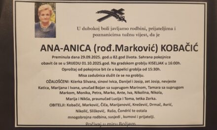 Preminula je Ana – Anica Kobačić