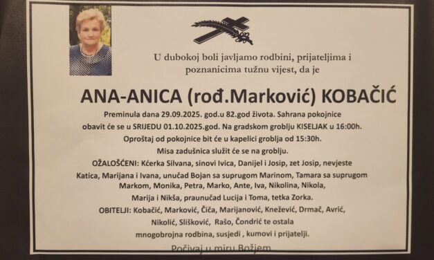 Preminula je Ana – Anica Kobačić