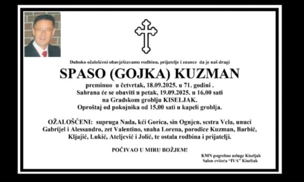 Preminuo je Spaso Kuzman