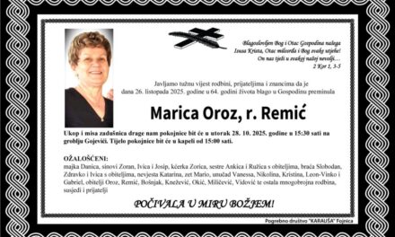 Preminula je Marica Oroz, rođ. Remić