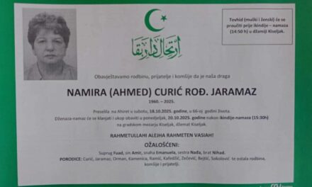 Preminula je Namira Curić, rođ. Jaramaz