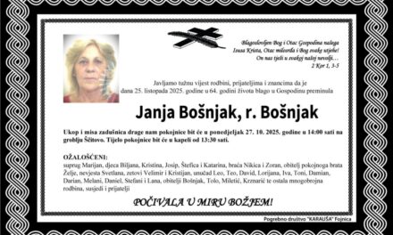 Preminula je Janja Bošnjak, rođ. Bošnjak