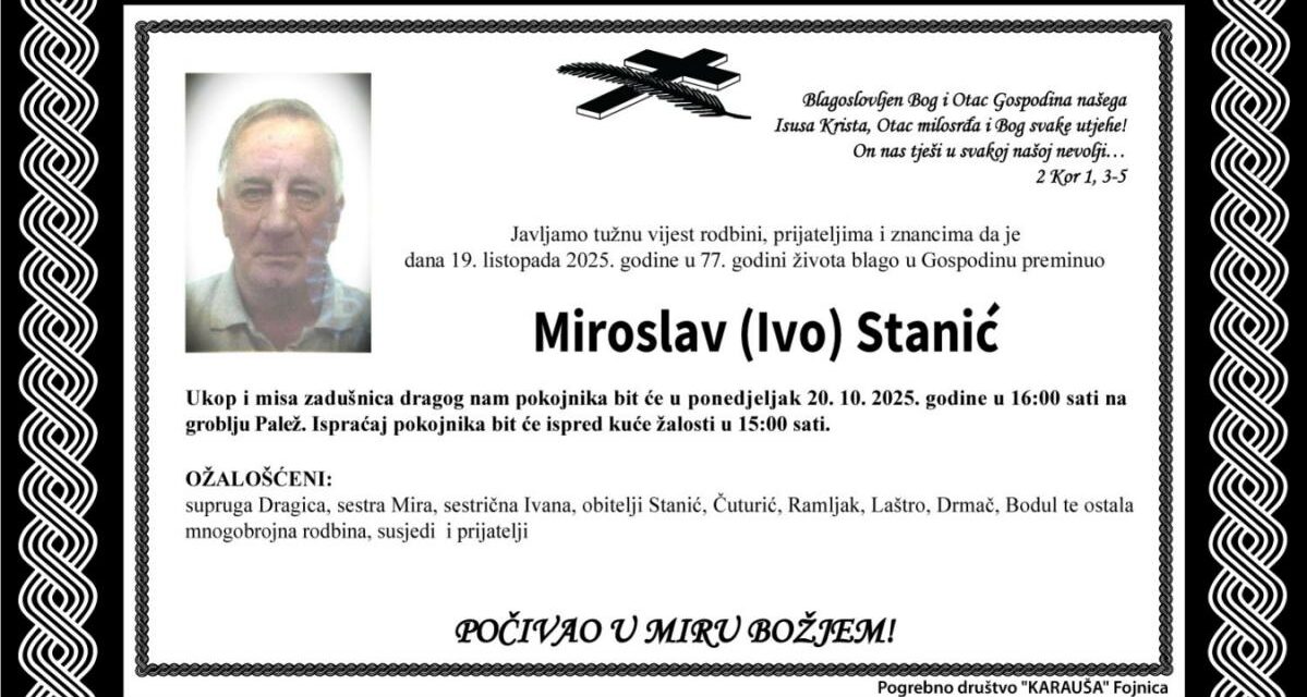 Preminuo je Miroslav Stanić