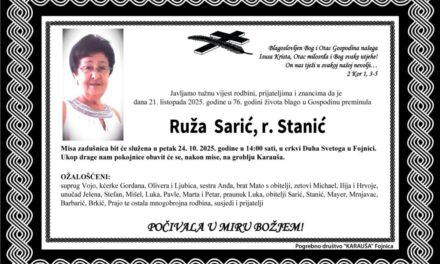 Preminula je Ruža Sarić, rođ. Stanić