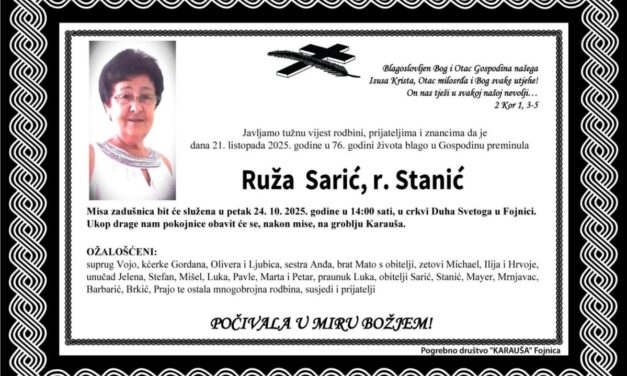 Preminula je Ruža Sarić, rođ. Stanić