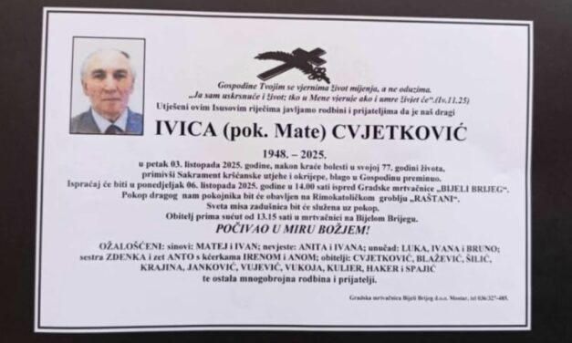 Preminuo je Ivica Cvjetković