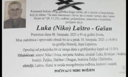 Preminuo je Luka Laštro – Gašan