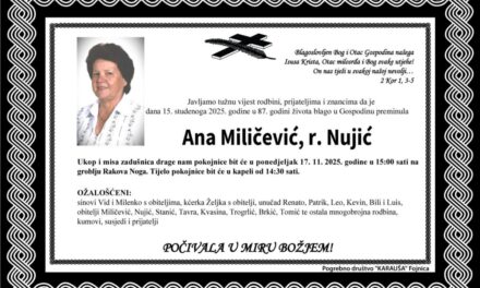 Preminula je Ana Miličević, rođ. Nujić
