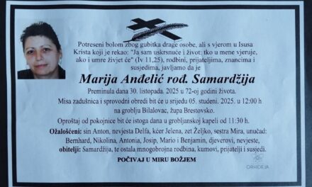 Preminula je Marija Anđelić, rođ. Samardžija