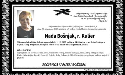 Preminula je Nada Bošnjak, rođ. Kulier
