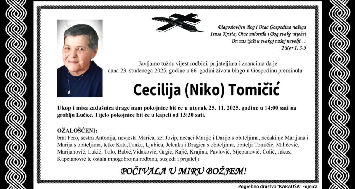 Preminula je Cecilija Tomičić