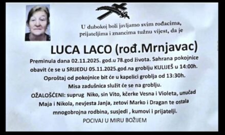Preminula je Luca Laco, rođ. Mrnjavac