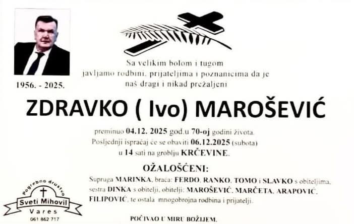 Poznati detalji sahrane načelnika općine Vareš, Zdravka Maroševića